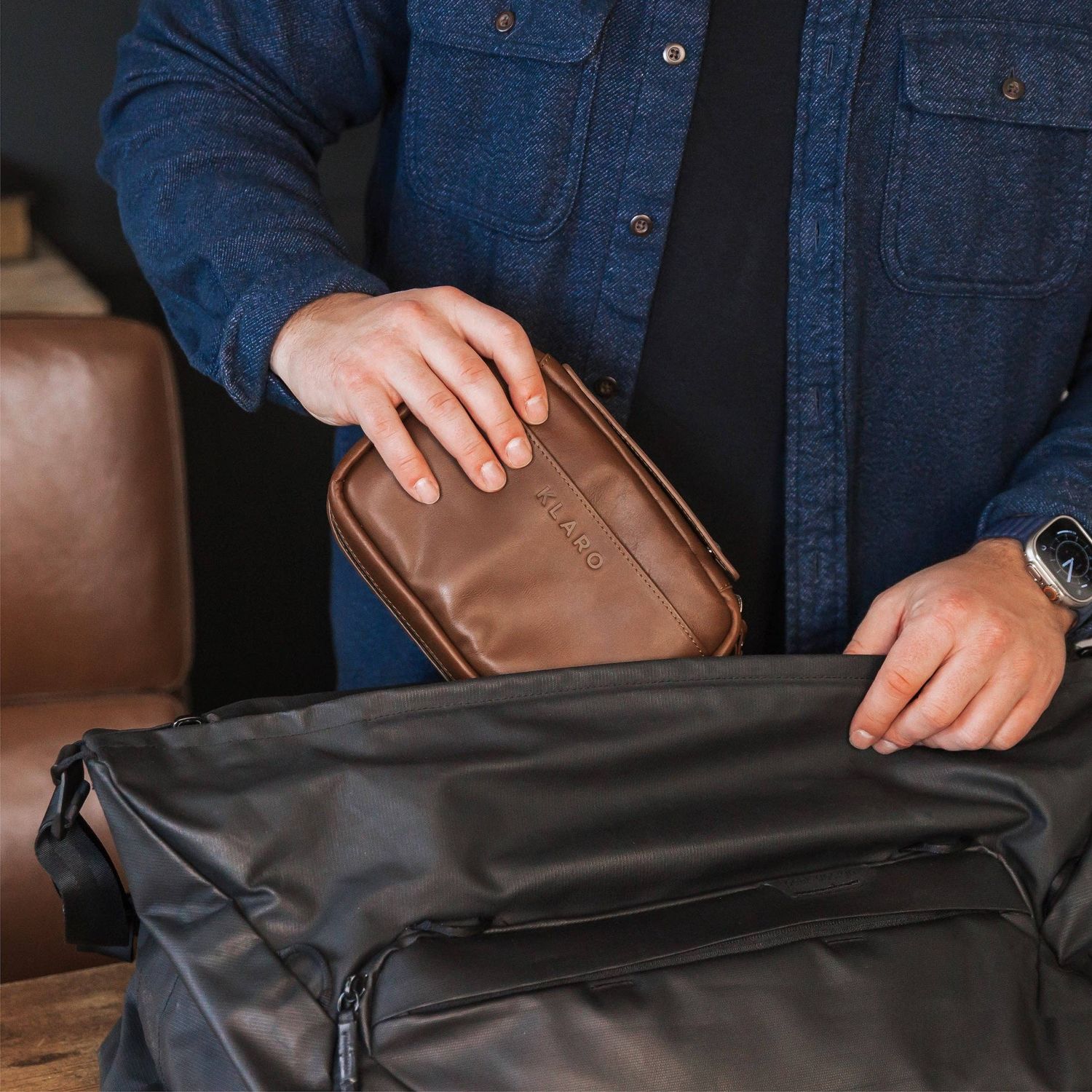 Brown Flint Travel Leather Cigar