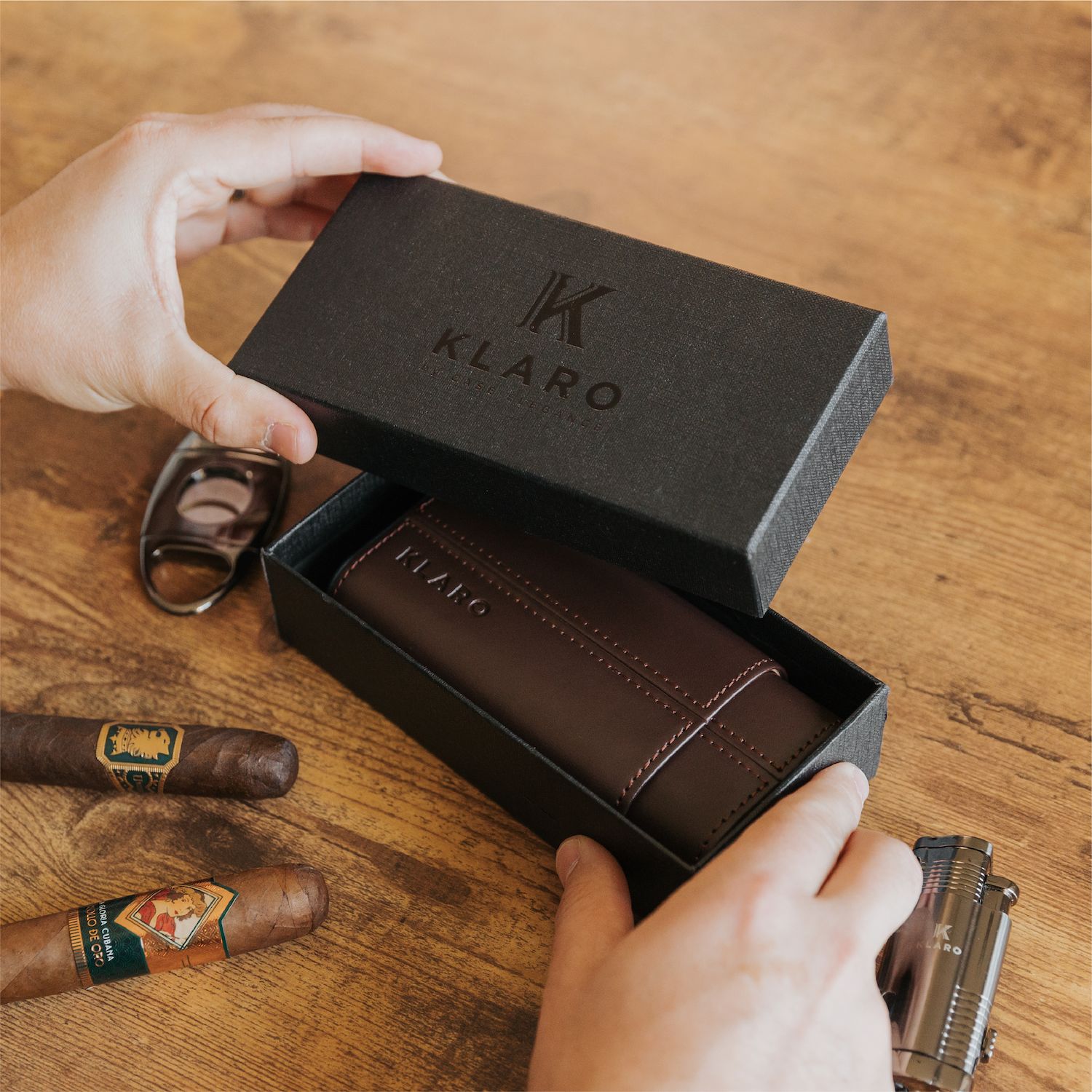 Premium 3 Cigar Travel Case - Cocoa Brown