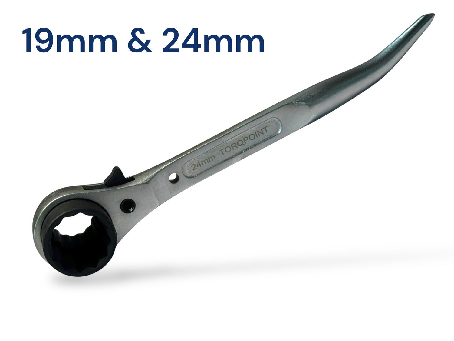 19mm x 24mm Ratchet Wrench Chrome Stubby Curved