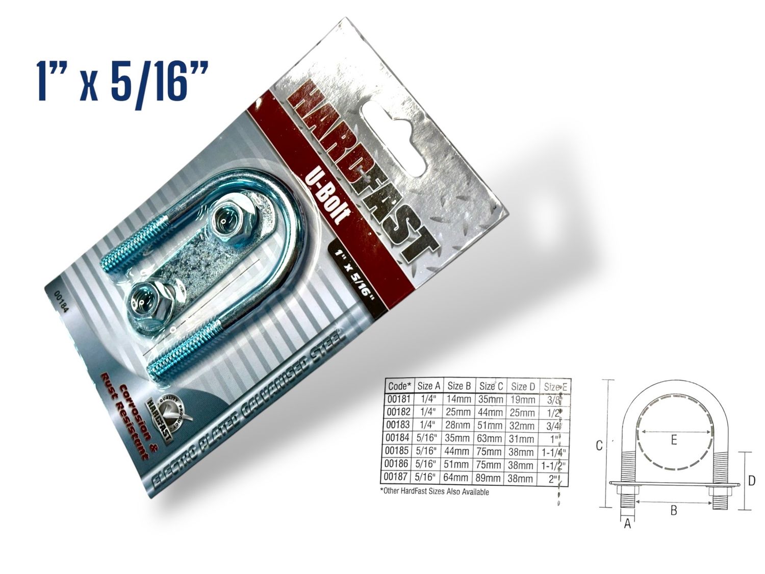 1” x 5/16" U Bolt