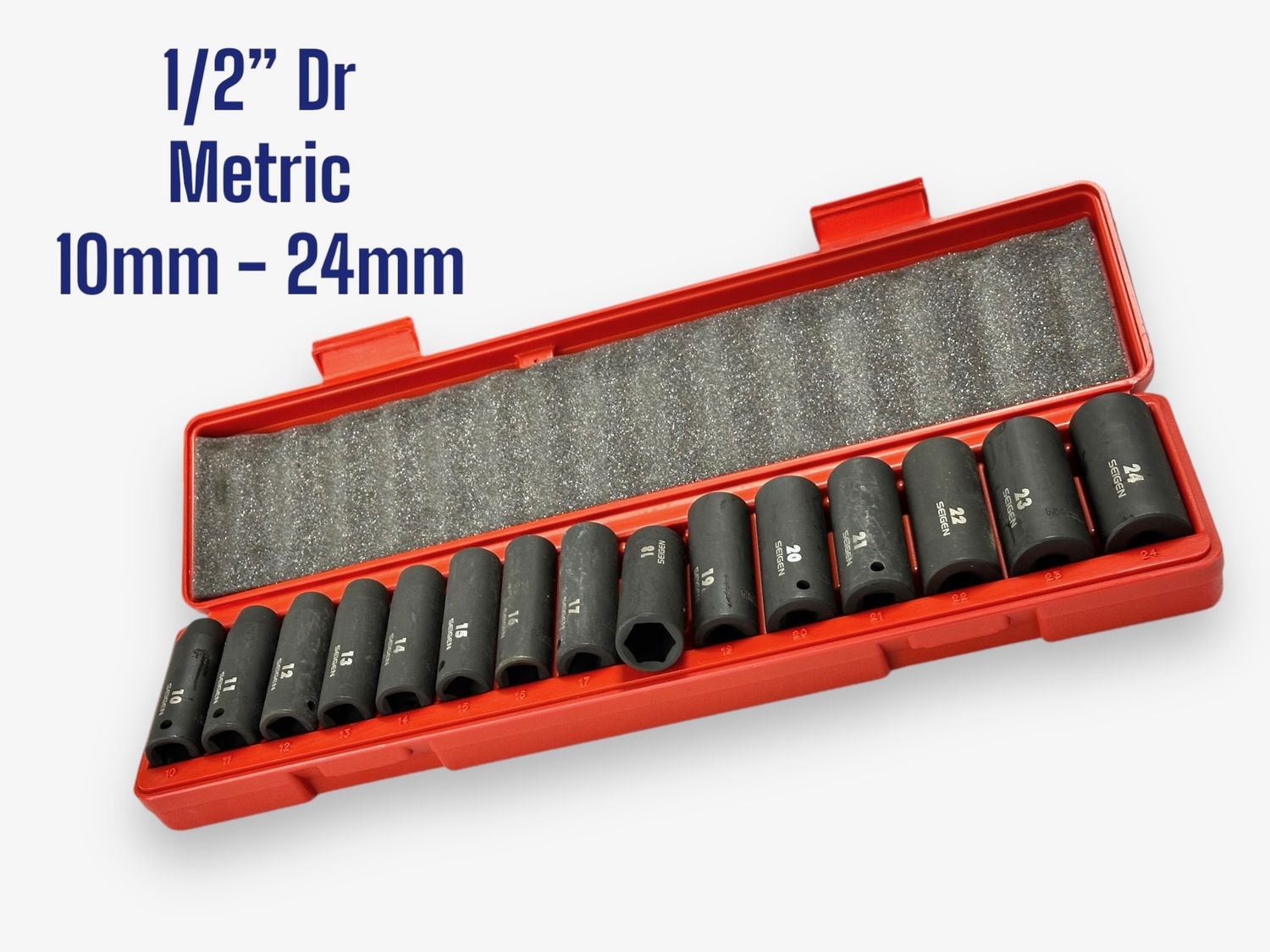 1/2" Dr 15Pc Deep Socket Set