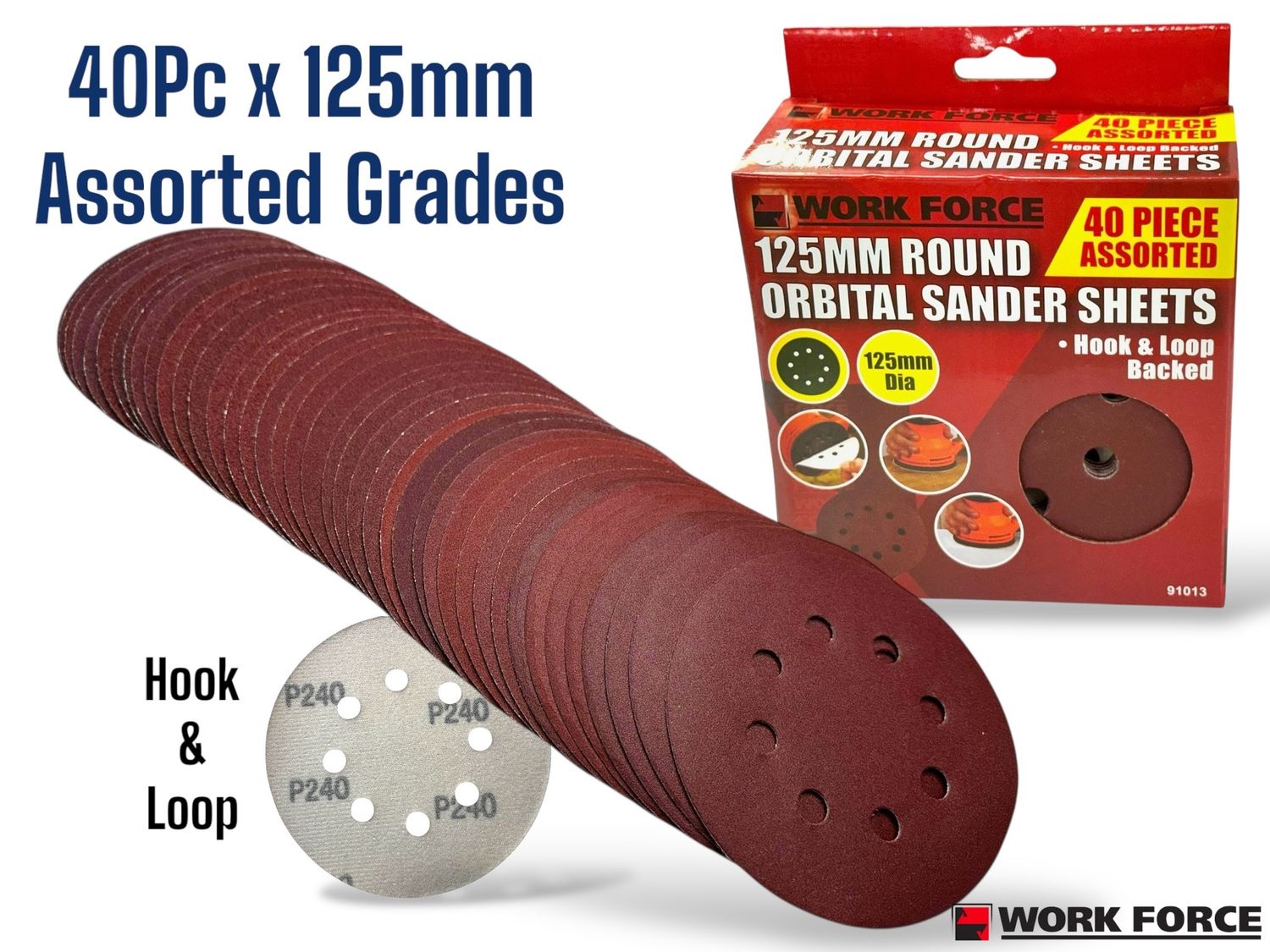 125mm Round Sander Sheets 40Pc