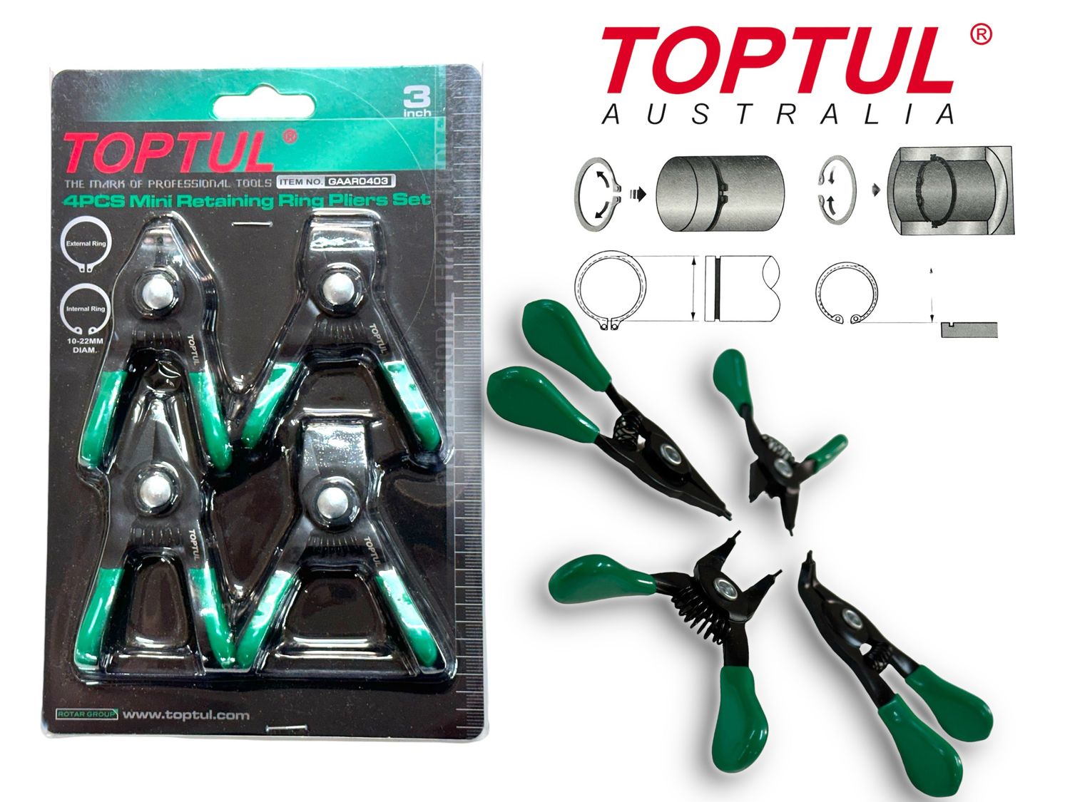 4Pc Mini Retaining Ring Circlip Pliers Set