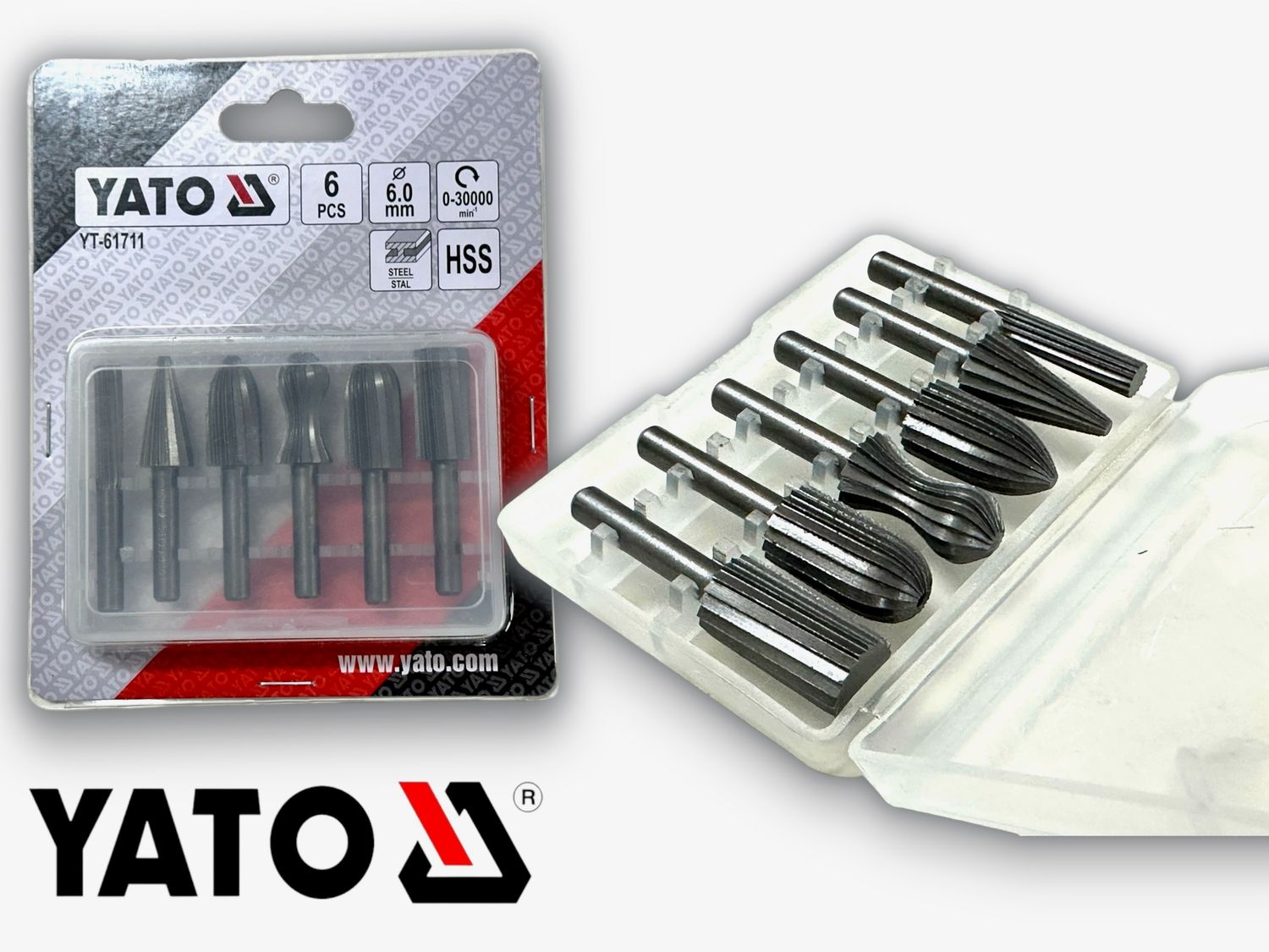 6 Pc Burrs Rotary Various Heads 6mm Shank