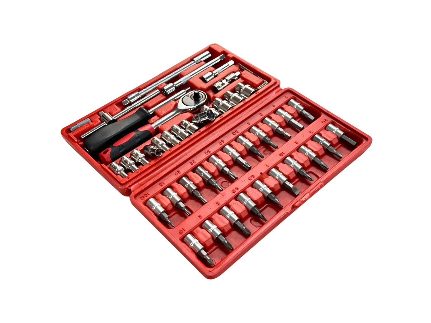 46Pc 1/4” Socket and Bit Set