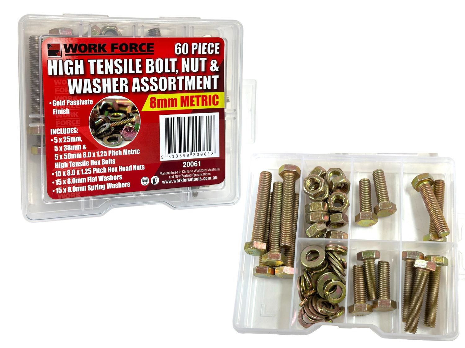 8mm 60Pc High Tensile Nuts and Bolts Set