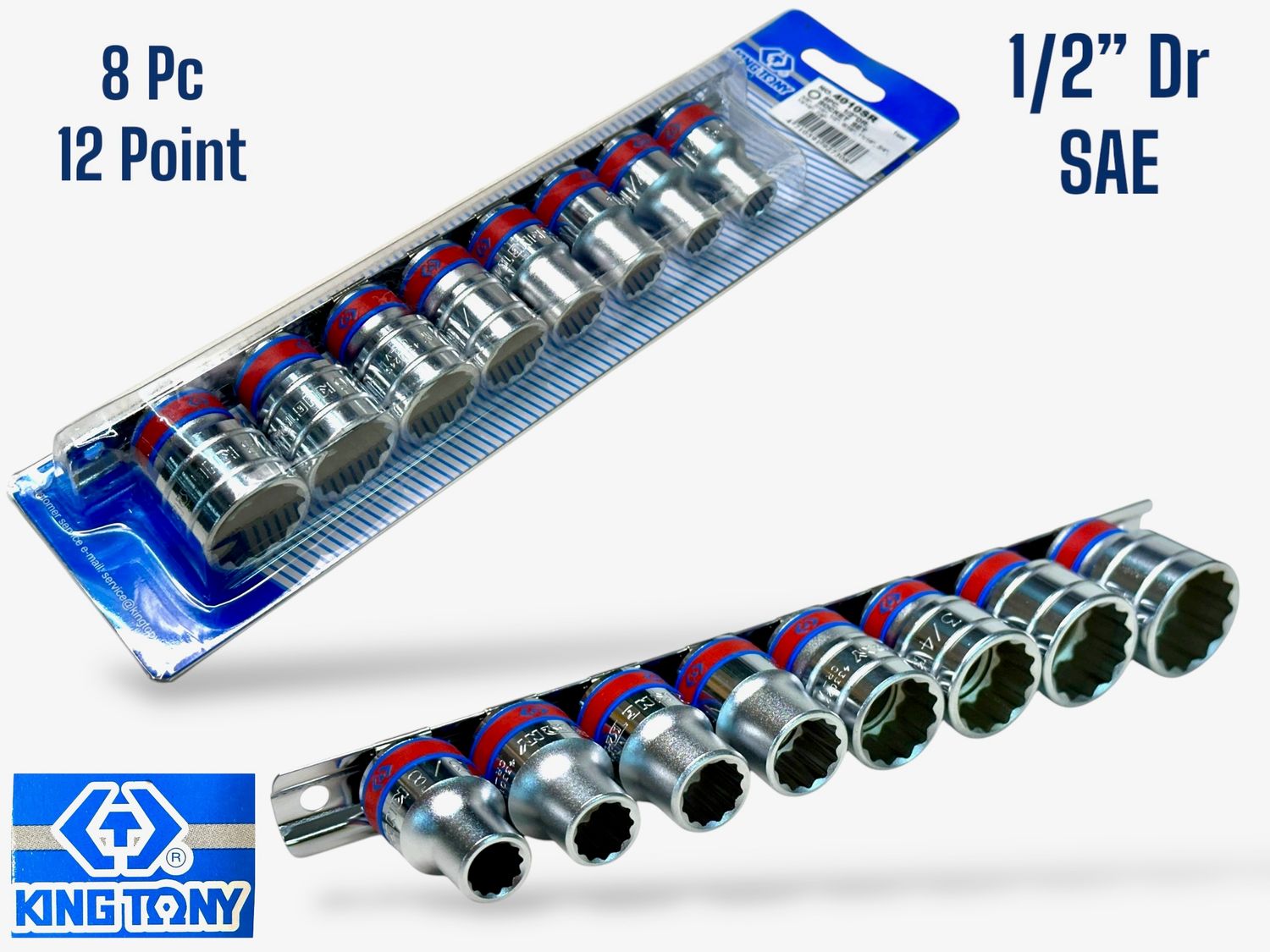 8Pc 1/2" Dr 12Pt Imperial Socket Set
