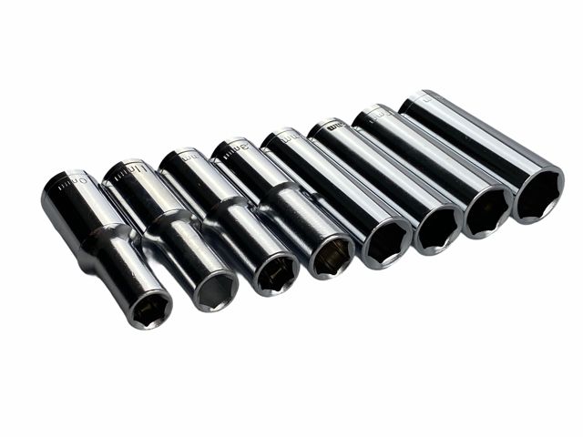 9 Pc 1/2” Dr Deep Socket Set Metric