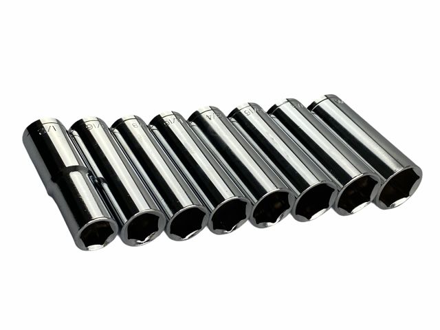 9 Pc 1/2” Dr Deep Socket Set SAE Imperial