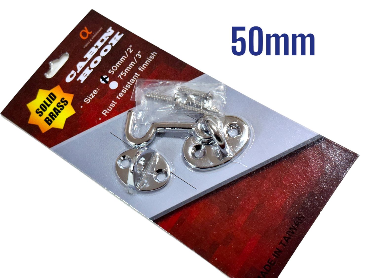 50mm (2") Chrome Plated Solid Brass Cabin Hook