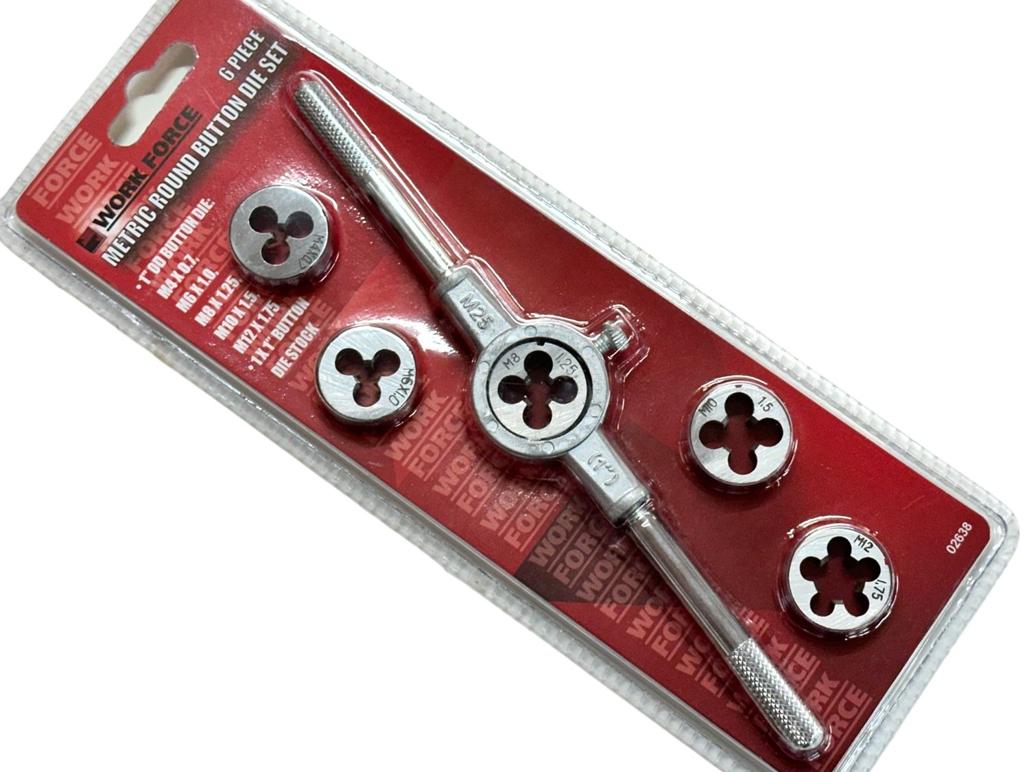 6 Piece Metric Round Button Die Set with Die Stock Dies
