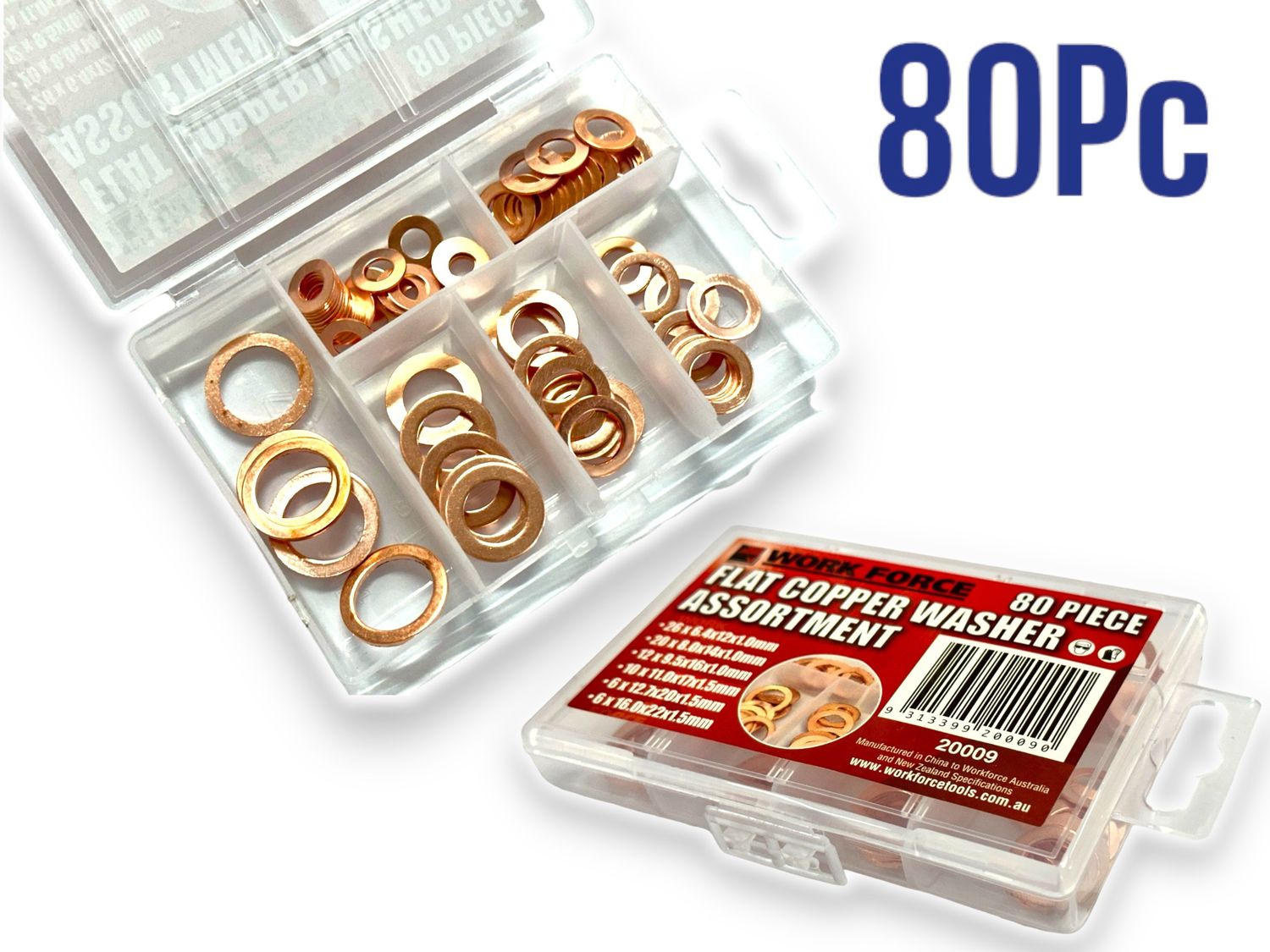80Pc Flat Copper Washer Assortment