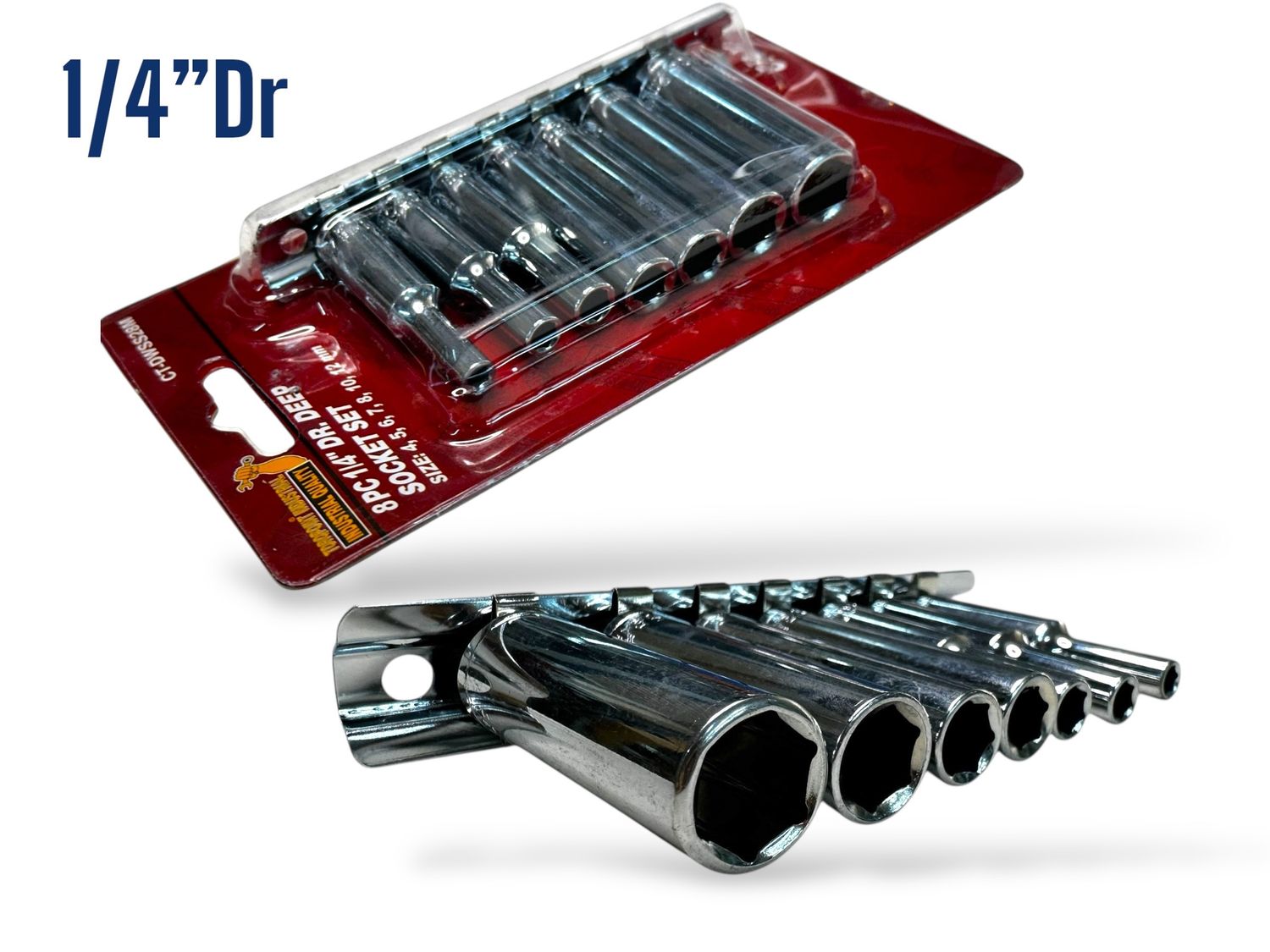 8Pc Deep Socket Set 1/4" Dr Metric