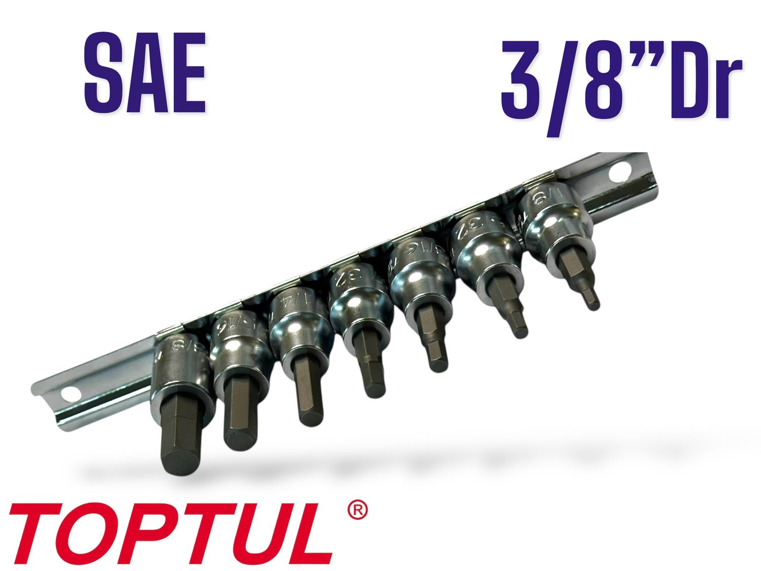 Hex Sockets Set 7Pc SAE 3/8" Dr