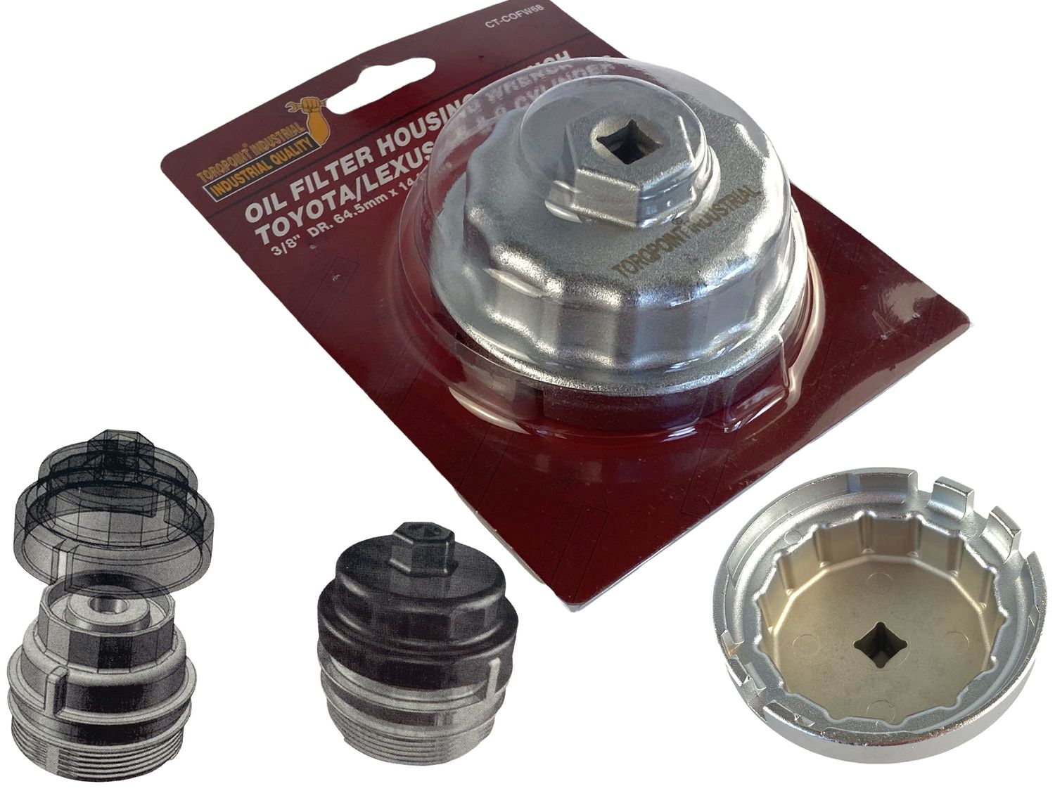 Oil Filter Wrench 3/8" Dr 64.5mm x 14 Flutes 6&amp;8cyl