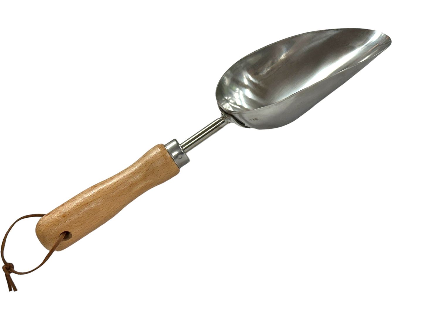 Stainless Steel Scoop 315mm Wood Handle