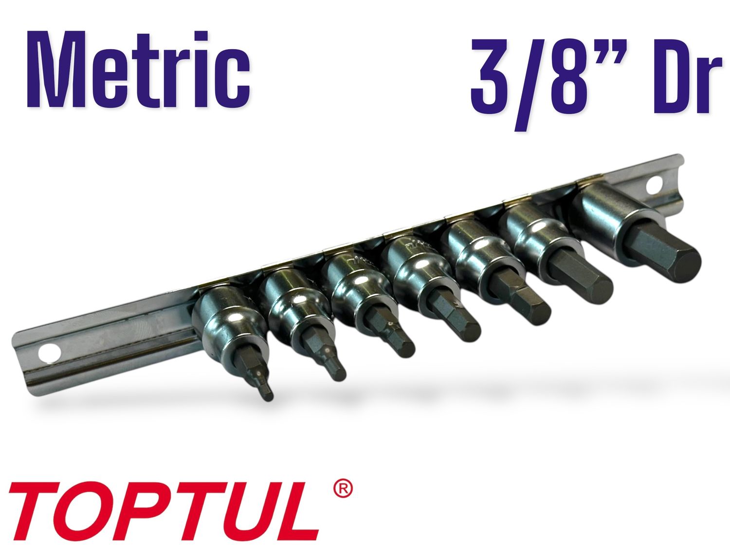 3/8"Dr Metric Hex Socket Set TOPTUL