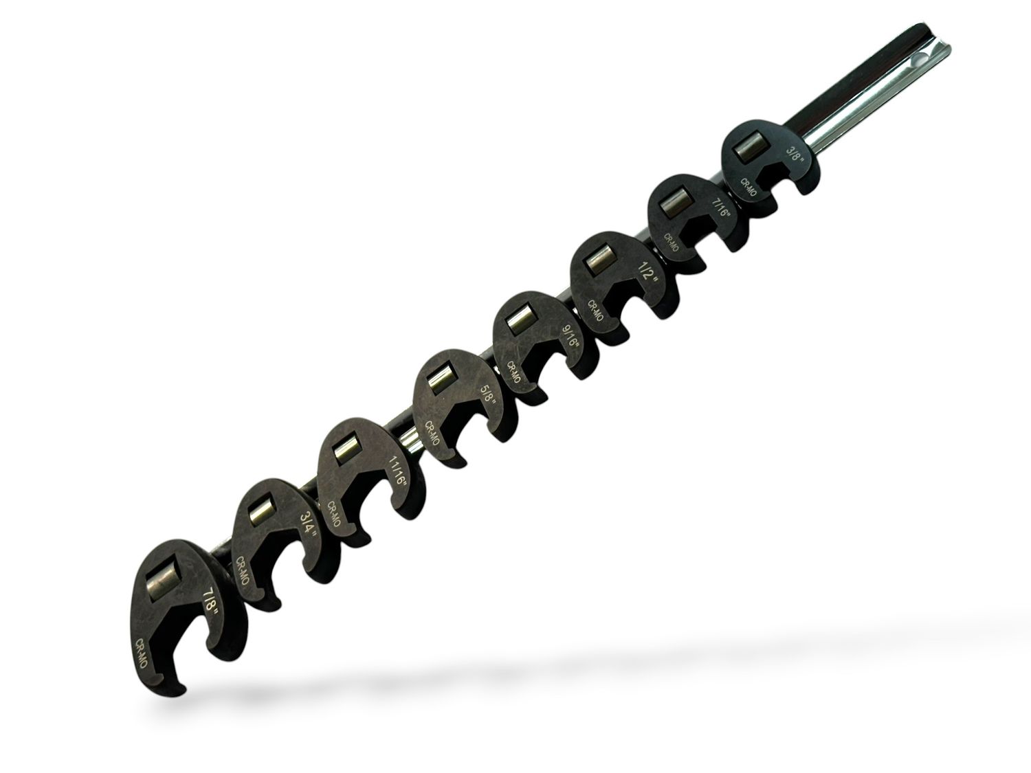 8Pc Crows Foot Wrench Set SAE/Imperial Black on Bar