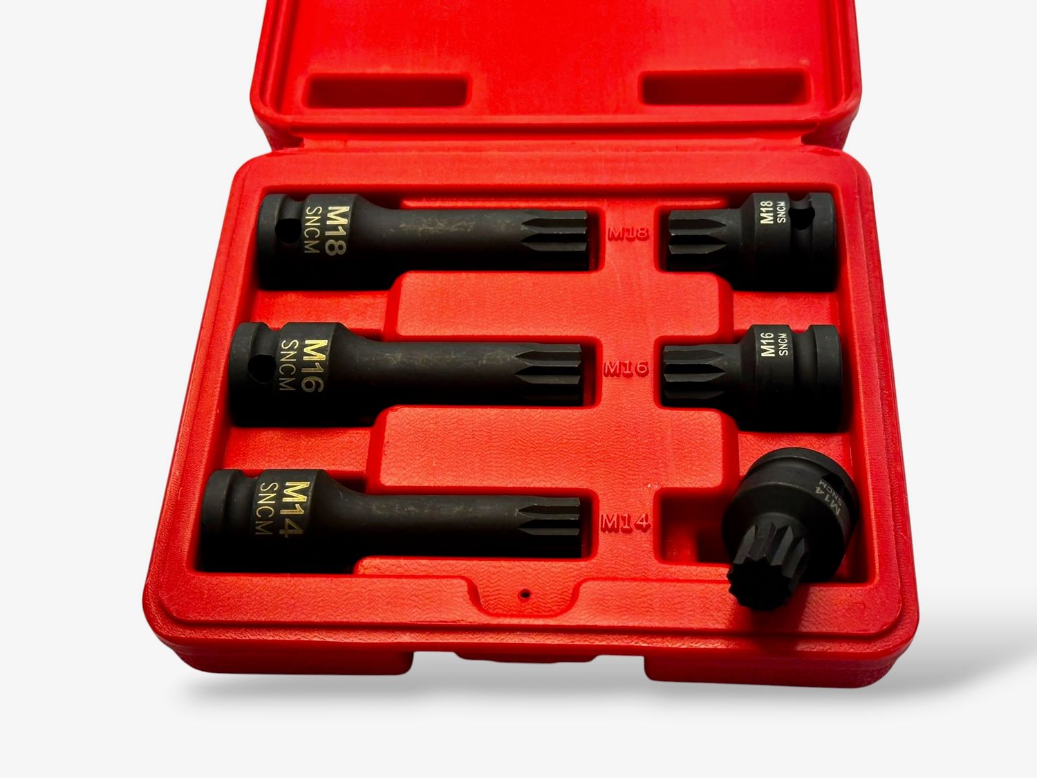 Spline Impact Socket Set 6pc. 1/2"Dr X M14, 16 &amp; 18. 38 &amp; 78MM SHANK.