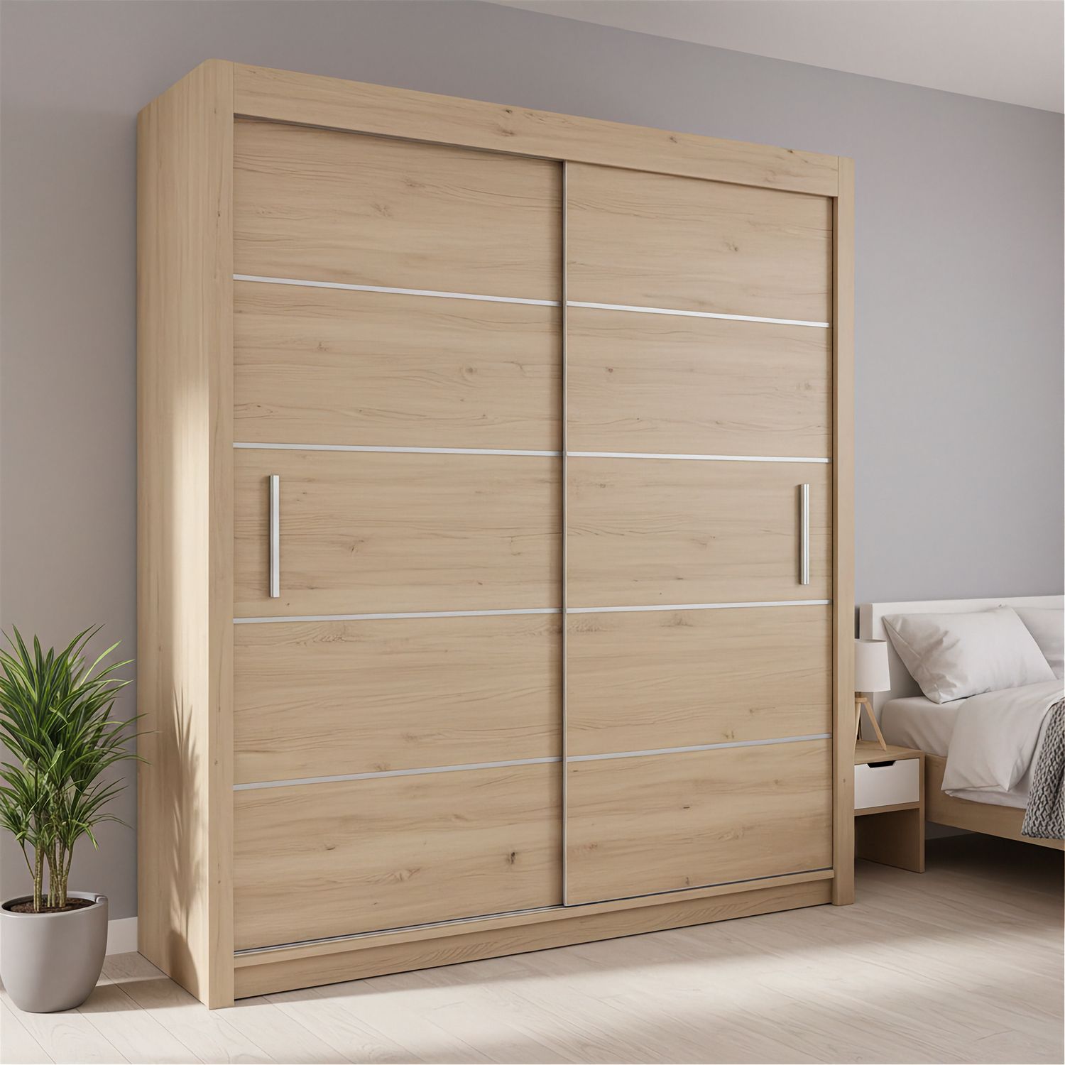 Daisy Wooden Sliding Door Wardrobe 120cm | Oak