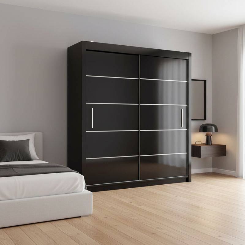 Daisy Wooden Sliding Door Wardrobe 120cm | Black