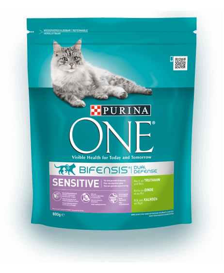 Purina • ONE • Bifensis • Dual Defense • Sensitive • Reich an Truthahn und Reis