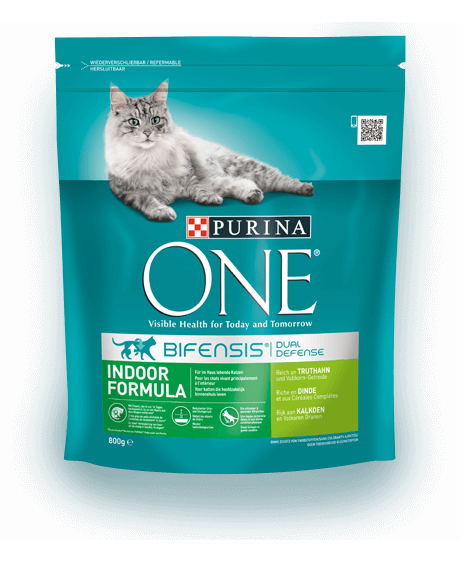 Purina • ONE • Bifensis • Dual Defense • Indoor Formula • Reich an Truthahn und Vollkorn-Getreide