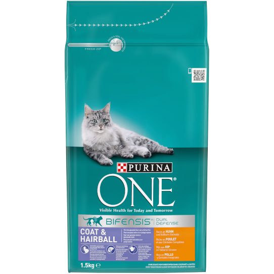 Purina • ONE • Bifensis • Dual Defense • Coat and Hairball • Reich an Huhn und Vollkorn-Getreide