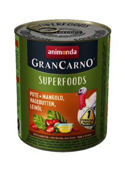 Animonda • GranCarno • Superfoods • Pute + Mangold, Hagebutten, Leinöl