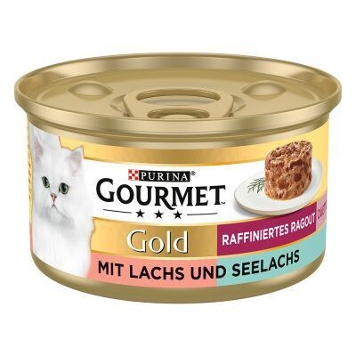 Purina • Gourmet • Gold • Raffiniertes Ragout • Lachs und Seelachs