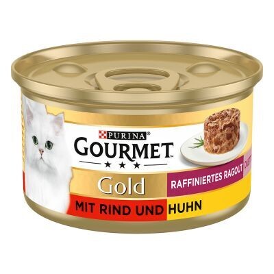 Purina • Gourmet • Gold • Raffiniertes Ragout • Rind und Huhn
