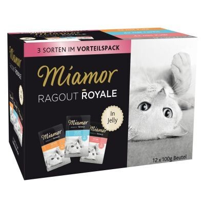 Miamor • Ragout Royale • in Jelly • 3 sorten in Vorteilspack I (Pute, Lachs, Kalb)
