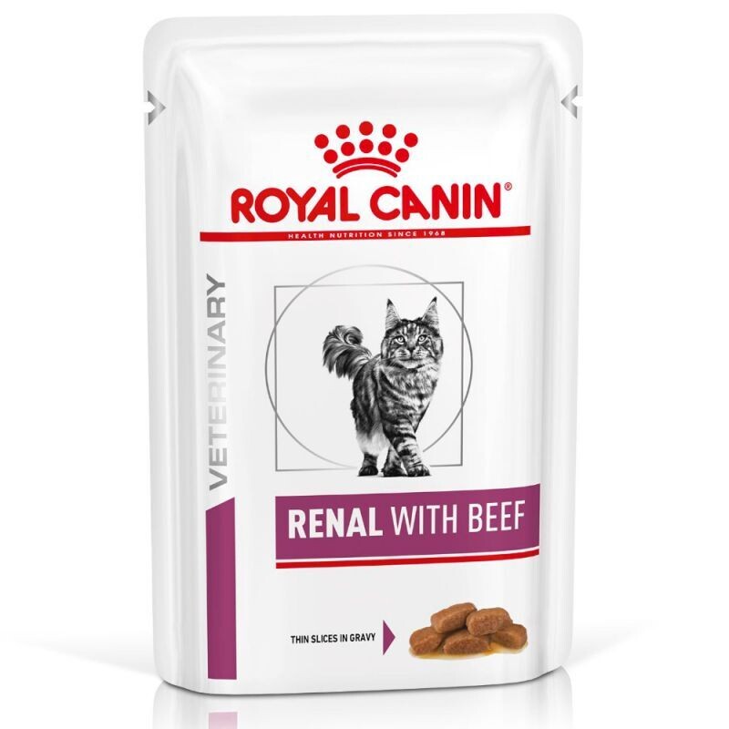 Royal Canin • Veterinary Feline • Renal • Thin slices in gravy • with Beef