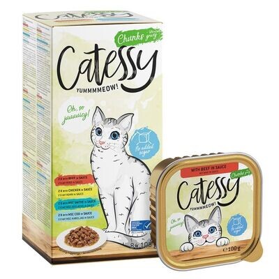 Catessy • Chunks in Gravy • Mix • Rind, Huhn, MSC-Seelachs, MSC-Kabeljau
