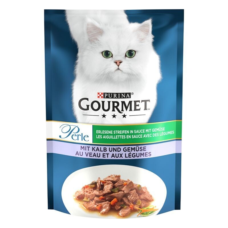 Purina • Gourmet • Perle • Erlesene Streifen in Sauce mit Gemüse • mit Kalb und Gemüse
