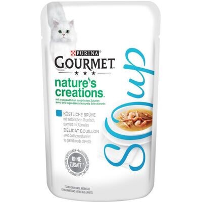 Purina • Gourmet • Nature&#39;s Creations • Soup • Köstliche Brüh mit Thunfisch garniert mit Garnelen