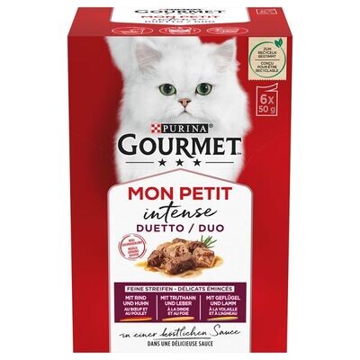Purina • Gourmet • Mon Petit • Duetti Fleisch (Rind &amp; Huhn • Truthahn &amp; Leber • Gefügel &amp; Lamm)