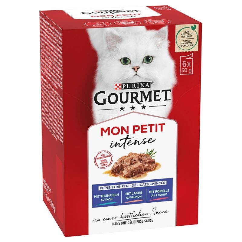 Purina • Gourmet • Mon Petit • Feine Streifen • mit Thunfisch, Lachs und Forelle