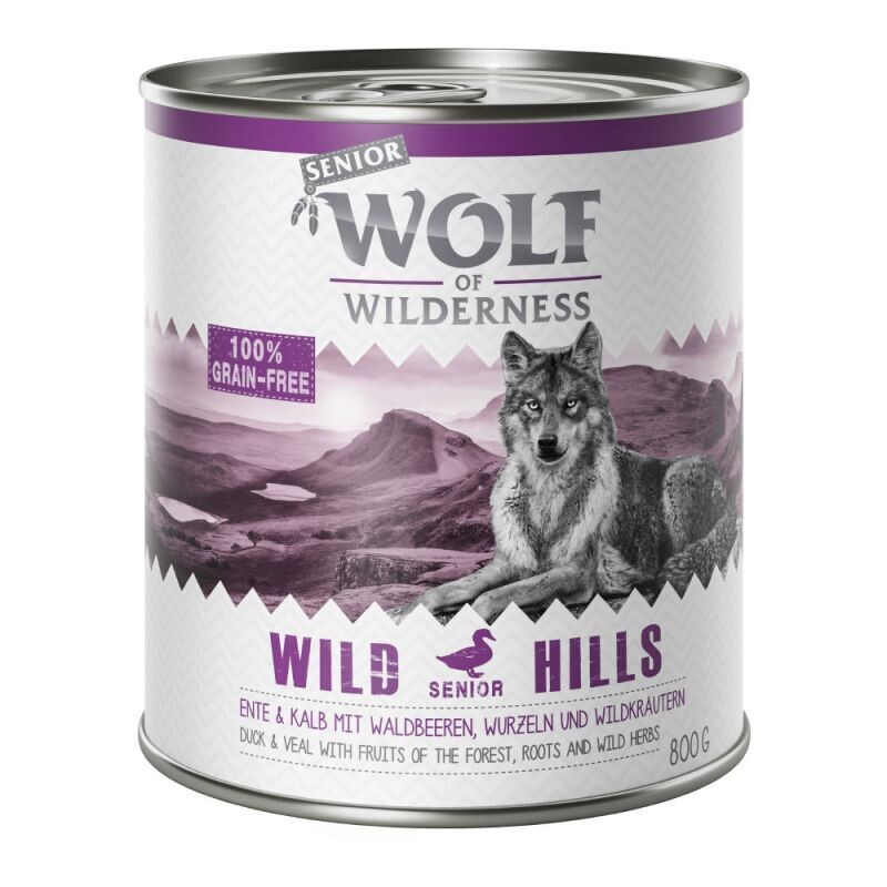 Wolf of Wilderness • Grain Free • Wild Hills • Duck & Veal with Fruits of The Forest, Roots and Wild Herbs • Senior