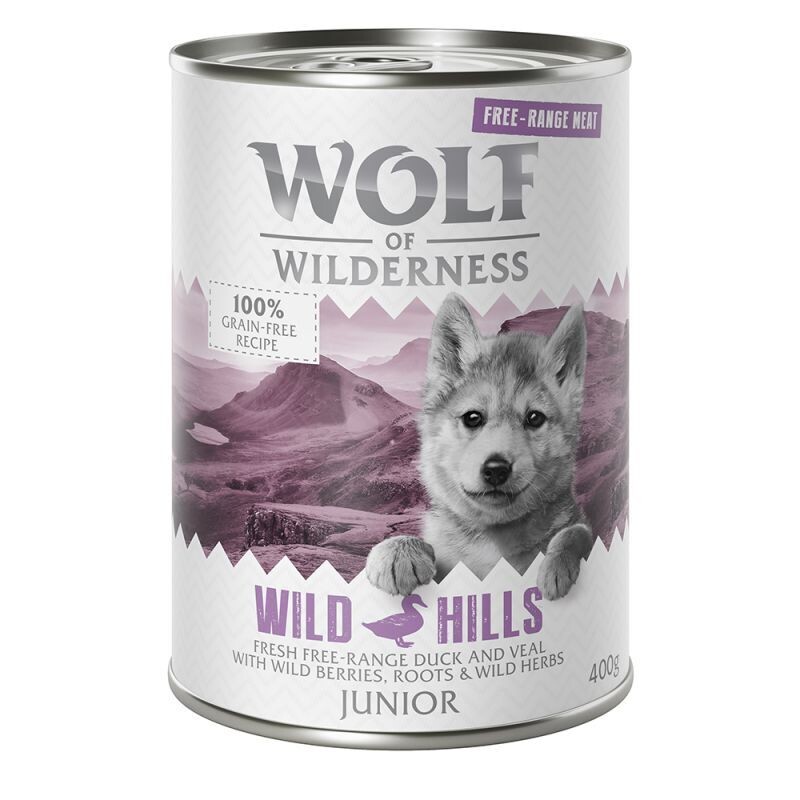 Wolf of Wilderness • Free-Range Meat • Grain Free • Wild Hills • Fresh Free-Range Duck and Veal with Wild Berries, Roots and Wild Herbs • Puppy