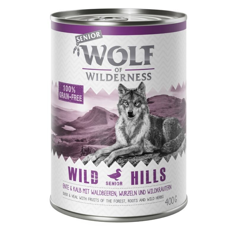 Wolf of Wilderness • Grain Free • Wild Hills • Duck & Veal with Fruits of The Forest, Roots and Wild Herbs • Senior