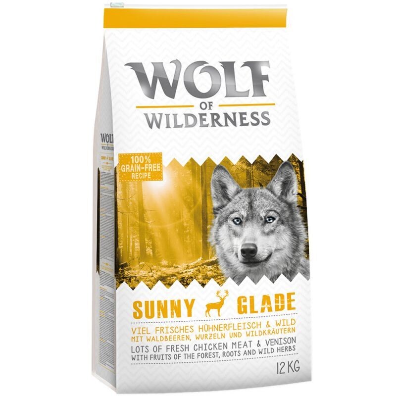 Wolf of Wilderness • Grain Free • Sunny Glade • Lots of Fresh Chicken Meat & Venison with Fruits of The Forest, Roots and Wild Herbs