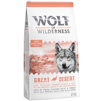 Wolf of Wilderness • Grain Free • Great Desert • Lots of Fresh Chicken Meat &amp; Turkey with Fruits of The Forest, Roots and Wild Herbs