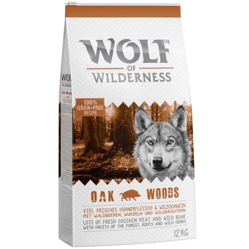 Wolf of Wilderness • Grain Free • Oak Woods • Lots of Fresh Chicken Meat & Wild Boar with Fruits of The Forest, Roots and Wild Herbs