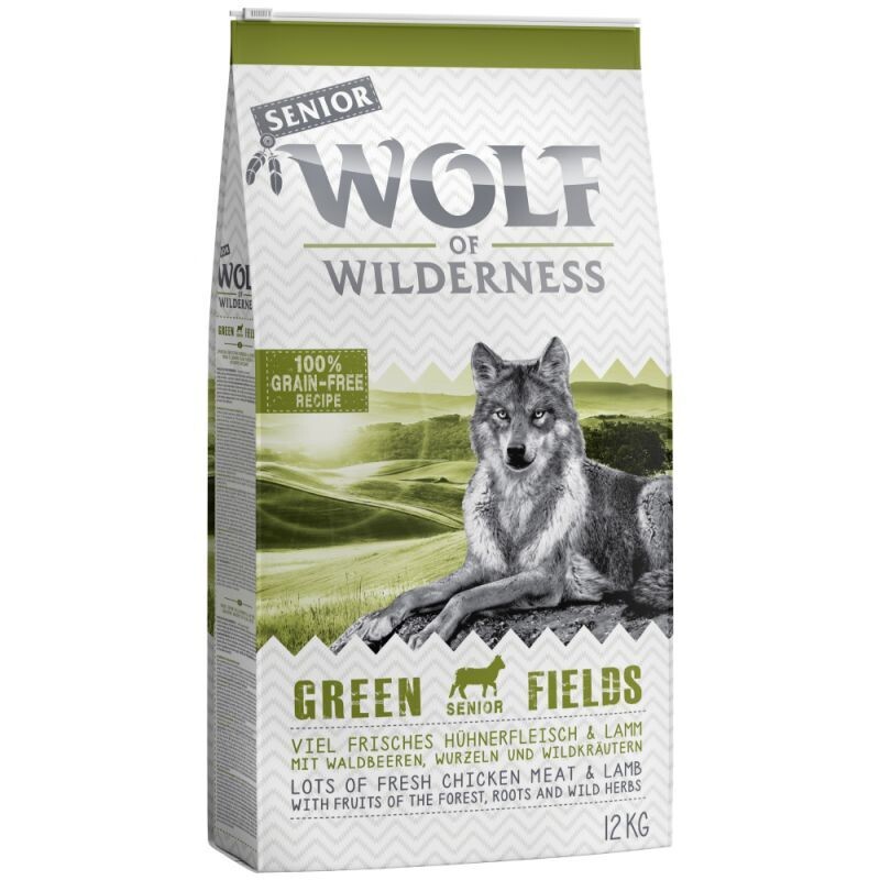 Wolf of Wilderness • Grain Free • Green Fields • Lots of Fresh Chicken Meat &amp; Lamb with Fruits of The Forest, Roots and Wild Herbs • Senior