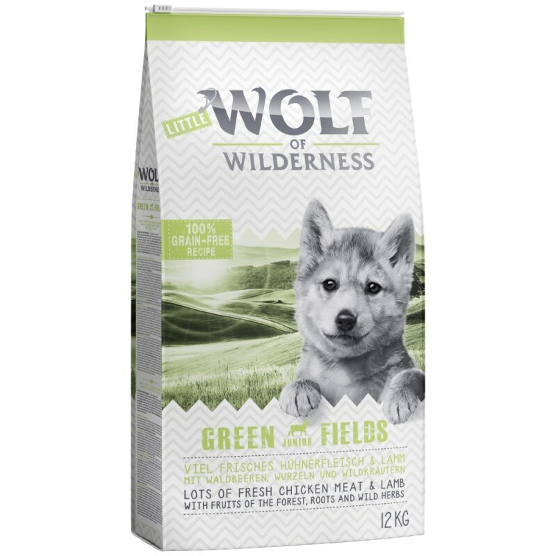 Wolf of Wilderness • Grain Free • Green Fields • Lots of Fresh Chicken Meat &amp; Lamb with Fruits of The Forest, Roots and Wild Herbs • Puppy