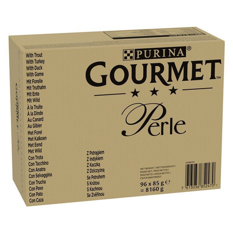 Purina • Gourmet • Perle • Forelle, Truthahn, Ente, Wild • Selection in Gelee • 96 pcs