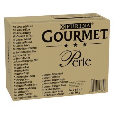 Purina • Gourmet • Perle • Lachs &amp; Weißfisch, Sardine &amp; Thunfisch, Lachs &amp; Seelachs, Meeresfisch &amp; Thunfisch • Selection in Sauce • 96 pcs