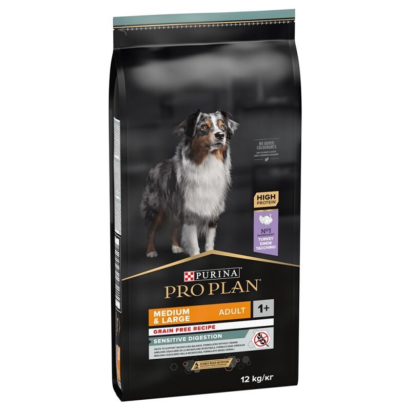 Purina • Pro Plan • Medium &amp; Large • Sensitive Digestion • Grain Free • Riche en Dinde