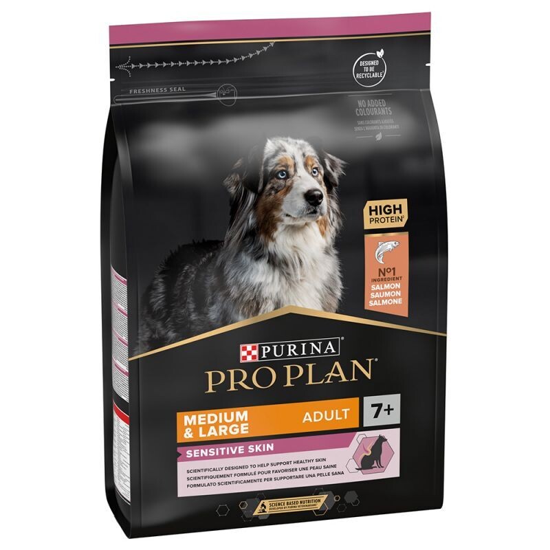 Purina • Pro Plan •  Medium &amp; Large • Sensitive Skin • Adult 7+ • Rich in Salmon